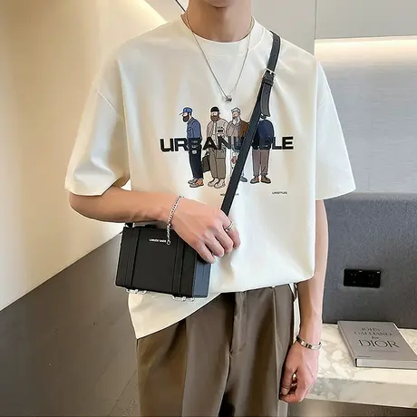 OOTD卡通趣味印花T恤男半袖春夏圆领短袖tee潮牌宽松休闲打底小衫图片