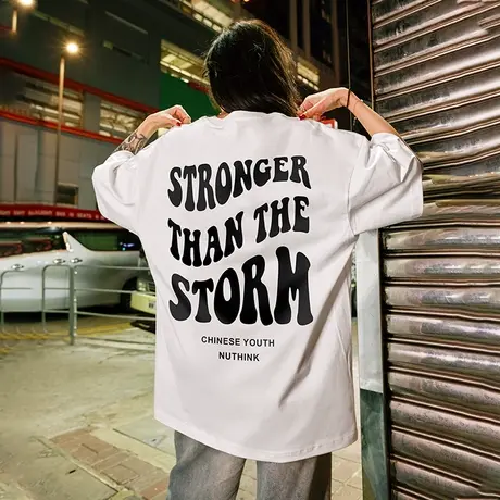 Nuthink美式西海岸字母t恤男短袖潮牌潮流国潮大码半袖男款半截袖图片