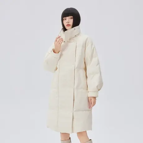 艾莱依国风羽绒服女中长款设计感拼接立领复古2022年新款冬季外套商品大图