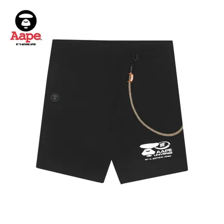 Aape旗舰店男装春夏猿颜简约纯色山系印花裤链装饰短裤6841XXI商品大图