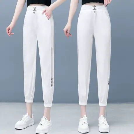 休闲运动裤女2023夏季韩版高腰显瘦速干裤小个子九分直筒裤子卫裤商品大图