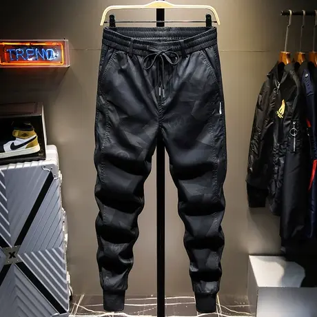 香港潮牌迷彩男士休闲裤余文乐潮流百搭小脚宽松运动松紧腰工装裤商品大图