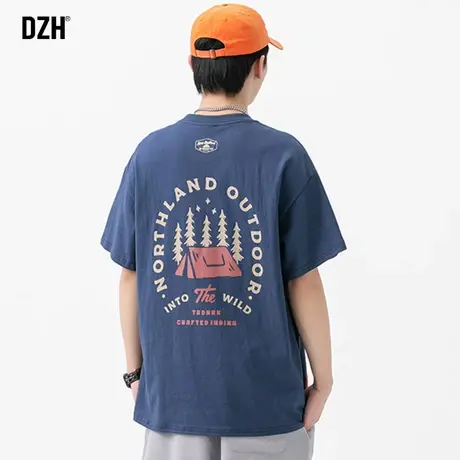 男士夏季圆领t恤男短袖纯棉ins潮流百搭男装2023新款半袖体恤上衣商品大图