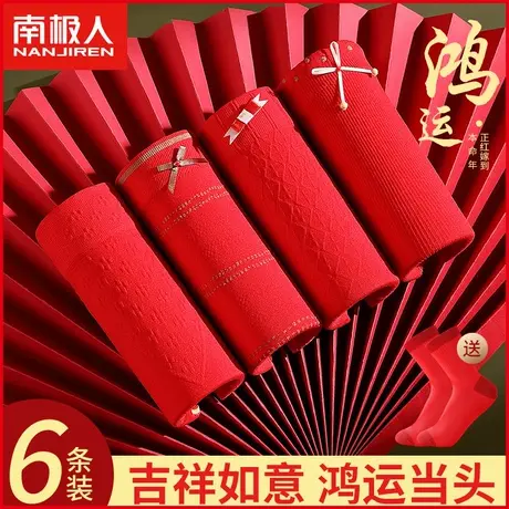 南极人女士红色内裤抗菌鸿运本命年结婚礼物吉祥生肖属龙年三角裤商品大图