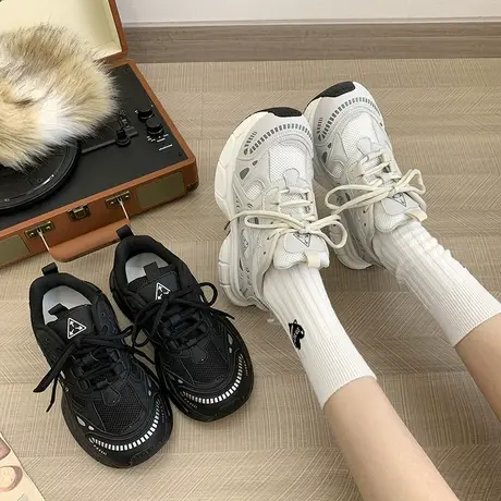 爆款学生老爹鞋女款新款2024年春秋防滑休闲运动鞋百搭时尚女鞋子图片