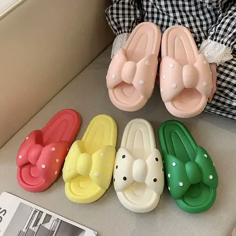 可爱蝴蝶结凉拖鞋女时尚外穿踩屎感防滑厚底夏季室内浴室洗澡拖鞋商品大图