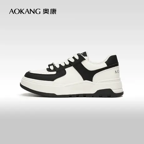 【门店发货】奥康女鞋 春秋季新款平底滑板鞋时尚拼色时尚百搭图片