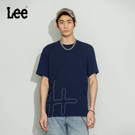 Lee商场同款23春夏新品101+舒适中蓝色男短袖T恤LMT0015405EW-547图片