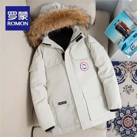 Romon/罗蒙潮牌情侣羽绒服男女2023冬季新款时尚短款保暖加厚外套图片