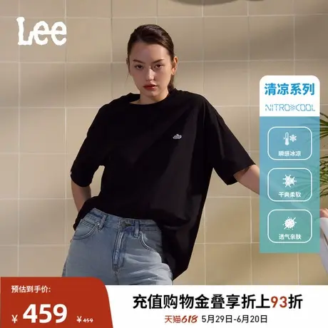 Lee商场同款25春夏新品舒适男友风Logo徽标黑色女凉感短袖T恤休闲图片