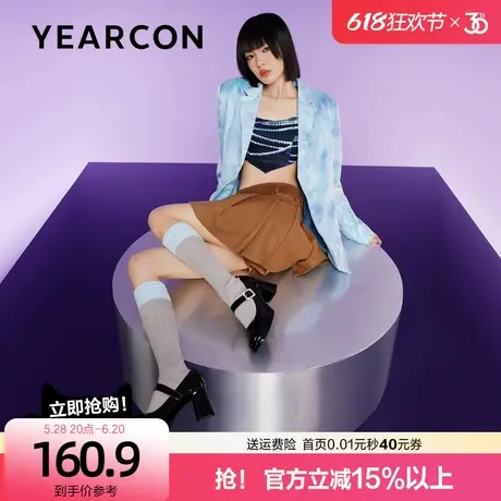 意尔康高跟玛丽珍鞋女2024秋冬款粗跟单鞋厚底小皮鞋方头高跟鞋子商品大图