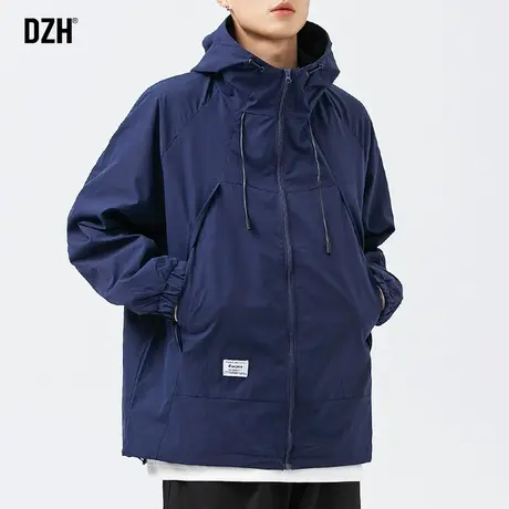 男士藏青色工装外套男春秋户外冲锋衣男款衣服2023新款飞行员夹克商品大图