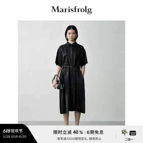 【艺术家灵感】玛丝菲尔秋五分袖重工刺绣收腰衬衫连衣裙图片