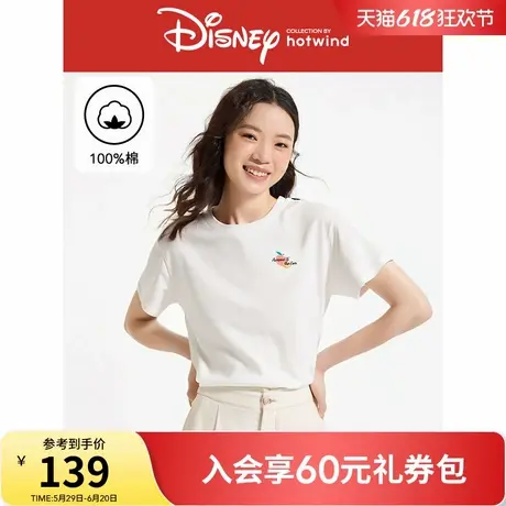 【迪士尼系列】热风女士印花短袖T恤上衣2025年夏季新款后背印花T商品大图