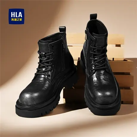 HLA/海澜之家男鞋新款秋冬经典耐磨高帮马丁靴厚底休闲工装靴子男商品大图