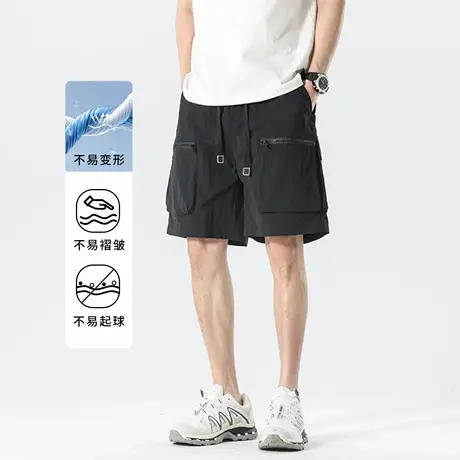 木林森机能美式复古工装短裤男夏季宽松多袋纯色百搭休闲五分裤衩图片