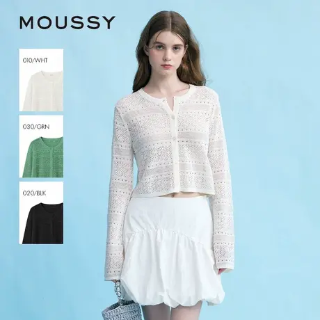 MOUSSY 夏季简约淑女风通勤薄款针织开衫女028ISZ70-3051商品大图