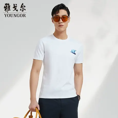 雅戈尔奥莱 男装商务休闲印花短袖T恤男潮流打底T恤男商品大图