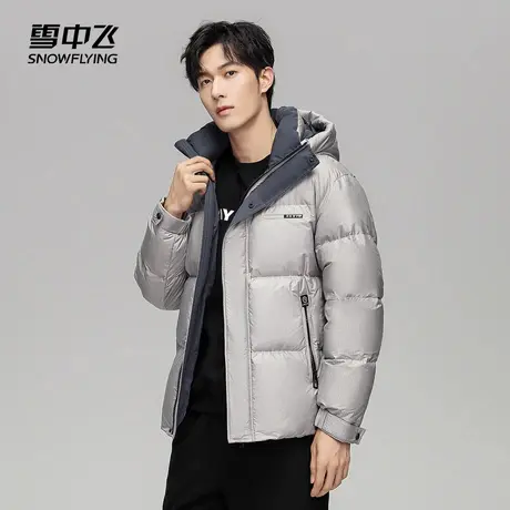 雪中飞2025冬新款时尚户外休闲百搭抗寒保暖男士短羽绒服简约商品大图