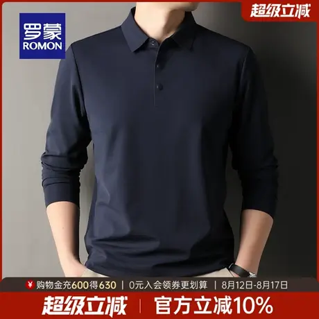 罗蒙男士商务休闲长袖POLO衫2025秋季新款百搭舒适亲肤保暖上衣男商品大图