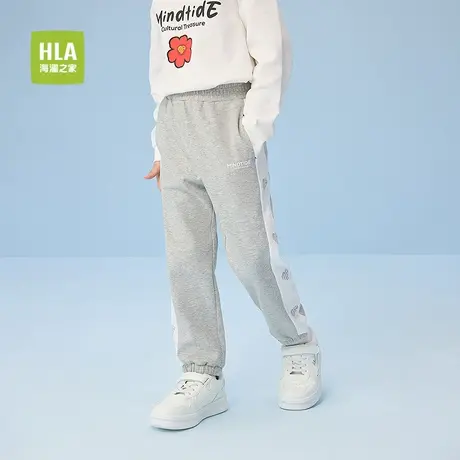 HLA/海澜之家亦心即为系列卫裤25春秋新款松紧腰拼色时尚裤男女童商品大图