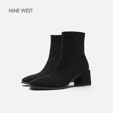 Nine West/玖熙典韵适履绒面粗跟弹力靴女2025秋冬新款气质瘦瘦靴商品大图