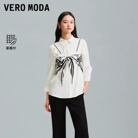 Vero Moda奥莱衬衫女早秋新款假两件印花吊带直筒优雅通勤上衣图片