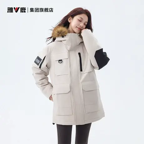 【极寒大毛领】雅鹿工装羽绒服女冬季加厚2025新款情侣款派克外套图片