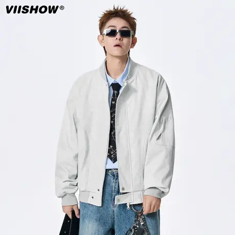 VIISHOW美式哈灵顿工装外套男2025新款春秋季宽松休闲飞行夹克商品大图