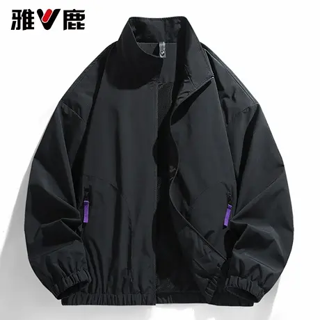 雅鹿2026春季新款男士户外简约休闲翻领冲锋夹克情侣防风立领外套商品大图