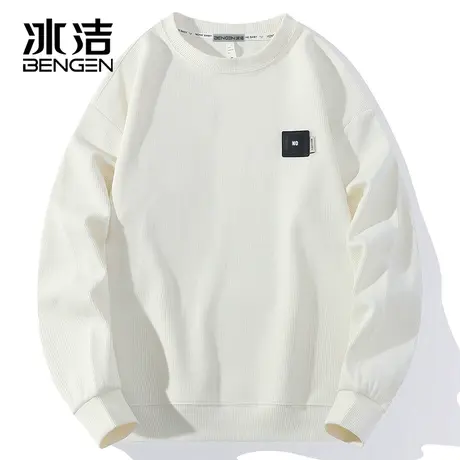 冰洁圆领长袖2023秋季新款针织衫男中性时尚校园法式简约上衣WEZ商品大图