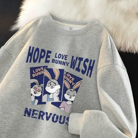 ZR真维斯卫衣女2023新款圆领无帽设计感宽松时尚春秋季女上衣外套图片