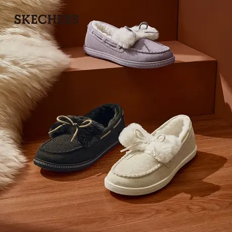 Skechers斯凯奇女鞋百搭单鞋一脚蹬休闲乐福鞋圆头款加绒保暖秋冬图片