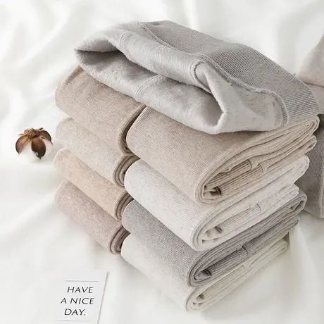 日系竖条纹打底裤外穿秋冬燕麦色棉连脚裤袜白灰色加厚螺纹薄绒女商品大图