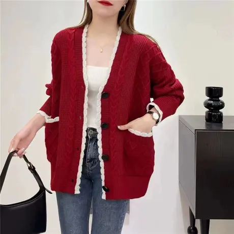 2023年新款毛衣女开衫早秋女装针织衫韩版百搭宽松外套女春秋外搭商品大图