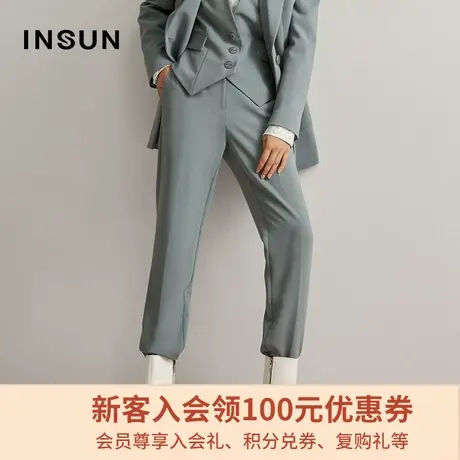 恩裳冬季时尚简约宽松垂感保暖棉羊毛直筒休闲裤女图片