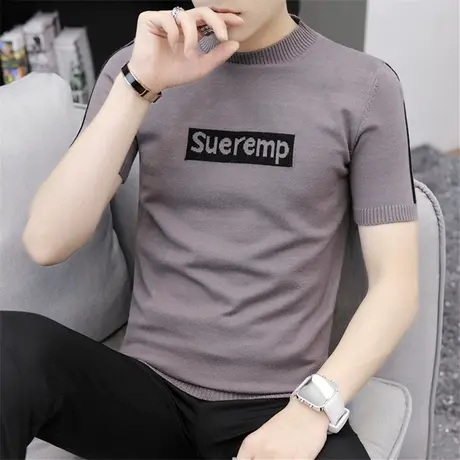 半袖男士短袖毛衣秋冬季2025新款韩版潮流线衣修身毛衫个性针织衫商品大图