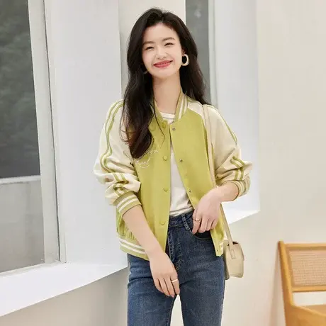 时尚休闲气质短外套2023年春季新款女士宽松显瘦短款棒球夹克上衣商品大图