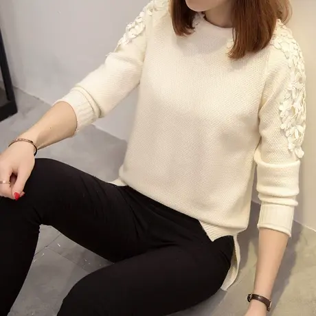 清仓！2025年新款时尚套头毛衣女圆领打底针织衫上衣宽松外套潮商品大图