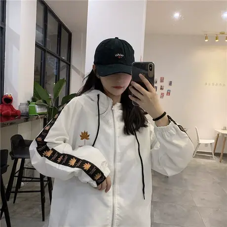 外套女春秋2023新款韩版ins港风复古休闲夹克宽松百搭棒球服上衣商品大图