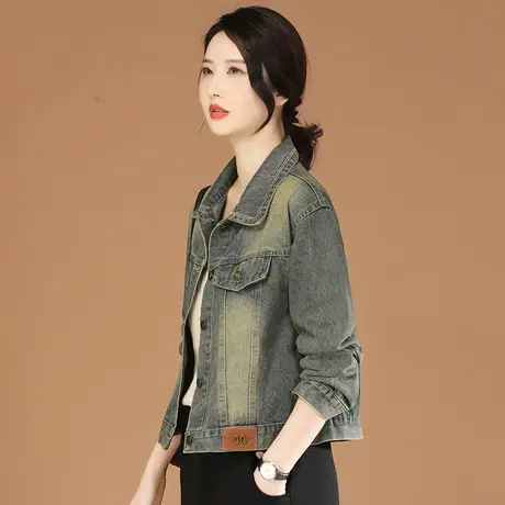 韩潮袭人复古长袖磨白牛仔短外套女2023秋季新款休闲百搭显瘦夹克图片