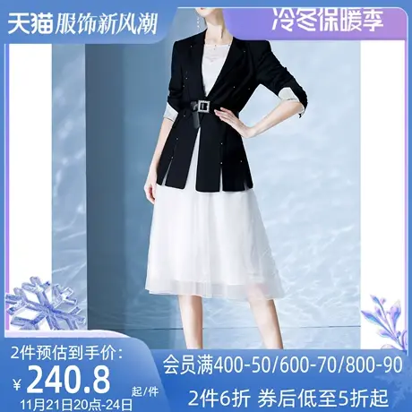 AUI黑色设计感高级西装外套女2023早秋新款小众职业气质短款西服图片