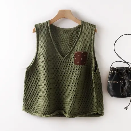 复古日系短款针织背心马甲女宽松春秋外穿坎肩休闲套头慵懒风叠穿图片