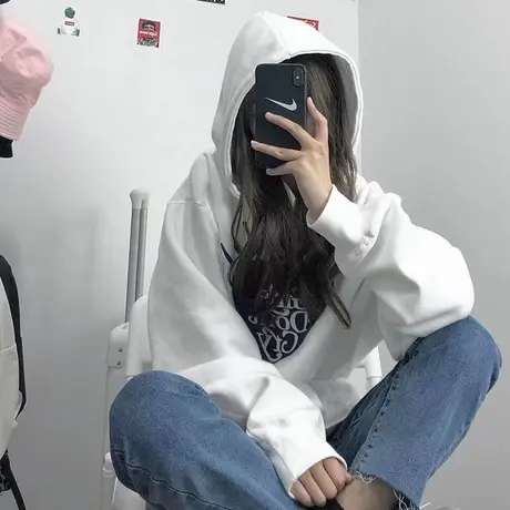 日系hiphop卫衣加绒大码女2021早秋装减龄连帽衫外套宽松bf慵懒风图片