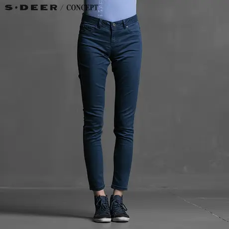 【淘清仓】sdeer圣迪奥简约纯色修身小脚长裤S15280880商品大图