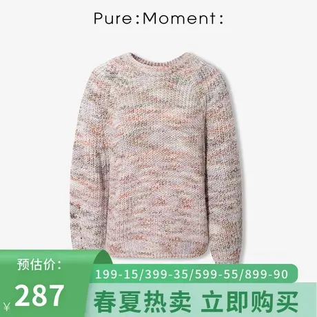 Pure:Moment/针织衫女2021年秋冬新款长袖圆领套头休闲女士上衣商品大图
