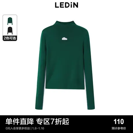 乐町撞边打底衫秋冬字母小圆领针织衫C1EEC4101商品大图