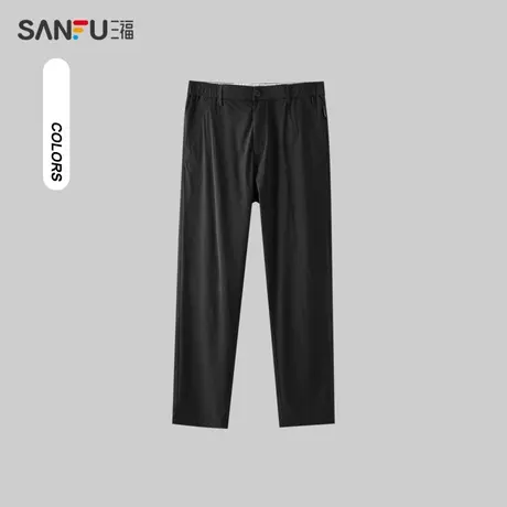 三福2024夏季男士简约通勤直弹休闲裤 合身橡筋腰长裤男483411商品大图