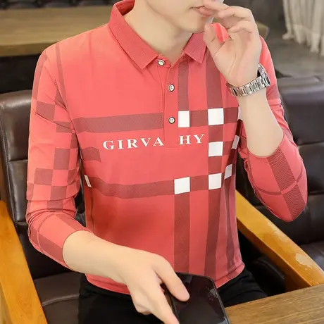 纯棉短袖t恤男夏季polo衫潮牌休闲半袖衬衫领拼色上衣服带领体恤商品大图