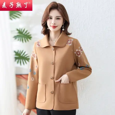 2024春季新款妈妈装翻领绣花外套气质中老年人女装西服夹克上衣服图片